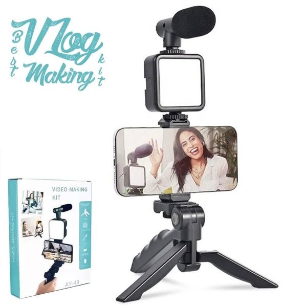 Vlogging Kit – Desktop Phone Video Microphone Kit for Video Recording, Conference, and Live Broadcast (Portable)