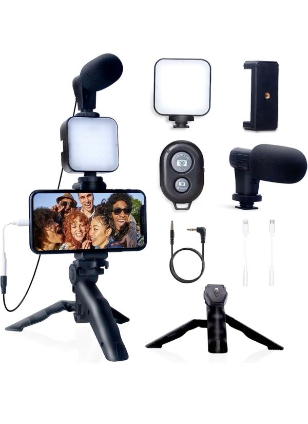 Vlogging Kit – Desktop Phone Video Microphone Kit for Video Recording, Conference, and Live Broadcast (Portable) - Image 2