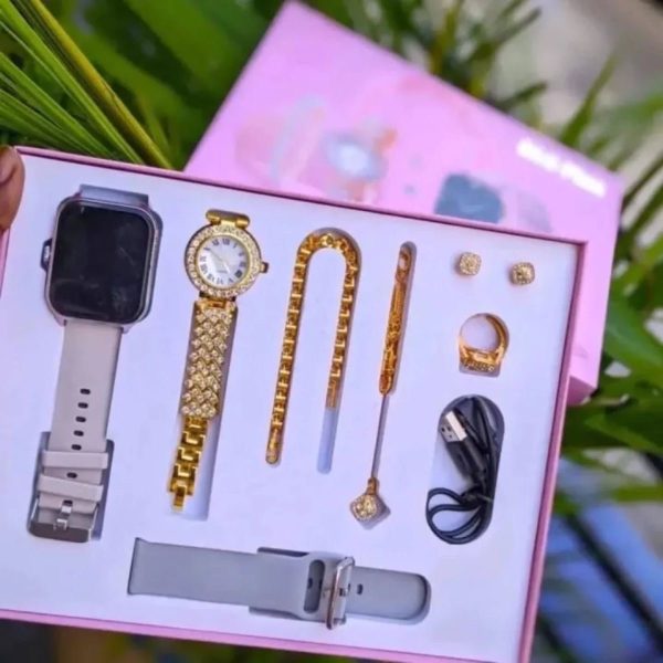 A58 Plus Smart Watch Gift Set – 8-in-1 Luxury Combo for Women | 2.02” HD Screen | Jewelry Included - Image 3