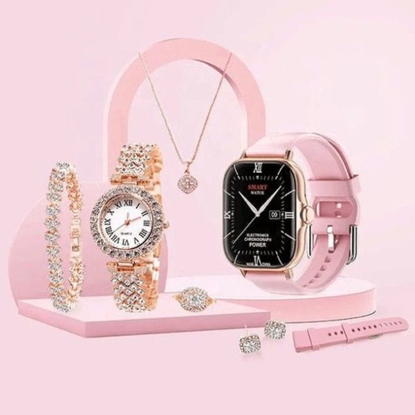 A58 Plus Smart Watch Gift Set – 8-in-1 Luxury Combo for Women | 2.02” HD Screen | Jewelry Included - Image 5